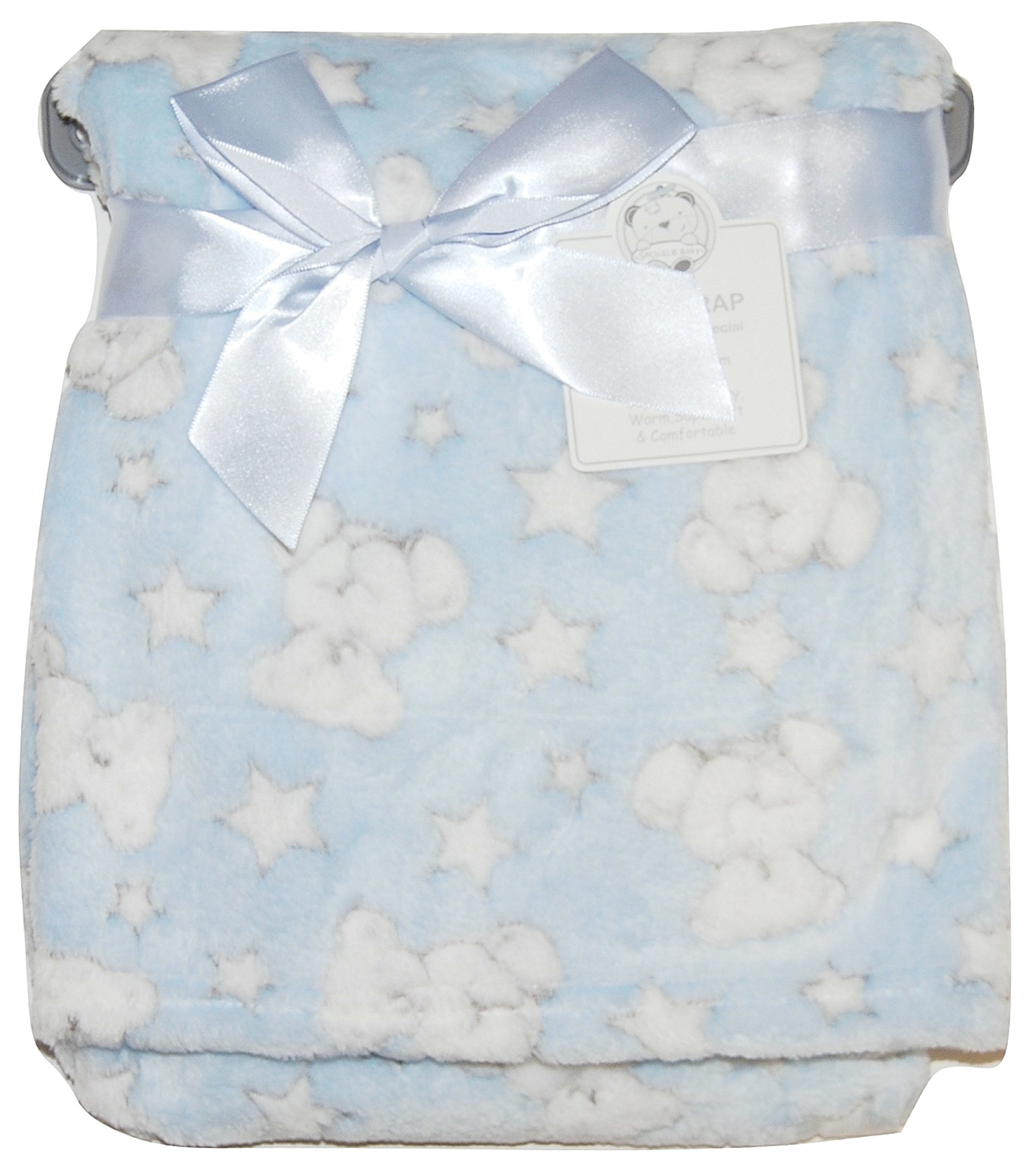 Baby Boy Soft Fleece Wrap Blanket Pram Cot Crib Moses Basket Blue Teddy
