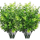 CEWOR 8pcs Artificial Greenery Plants Outdoor UV Resistant Fake Plastic Boxwood Shrubs Grass Stems for Home Wedding Courtyard