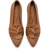 DREAM PAIRS Flats for Women Pointed Toe Foldable Knit Ballet Flats Comfortable Slip-On Dress Shoes Elegant Bow Flats for Work Office Business Casual Travel