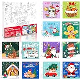 conda Pre Printed Canvas for Painting 12 Pcs 6 x 6 Inch, Pre Drawn Canvas Boards with Christmas Pictures to Paint, Theme Canvas Panels Set for Beginners Students, DIY Paint Art Supplies