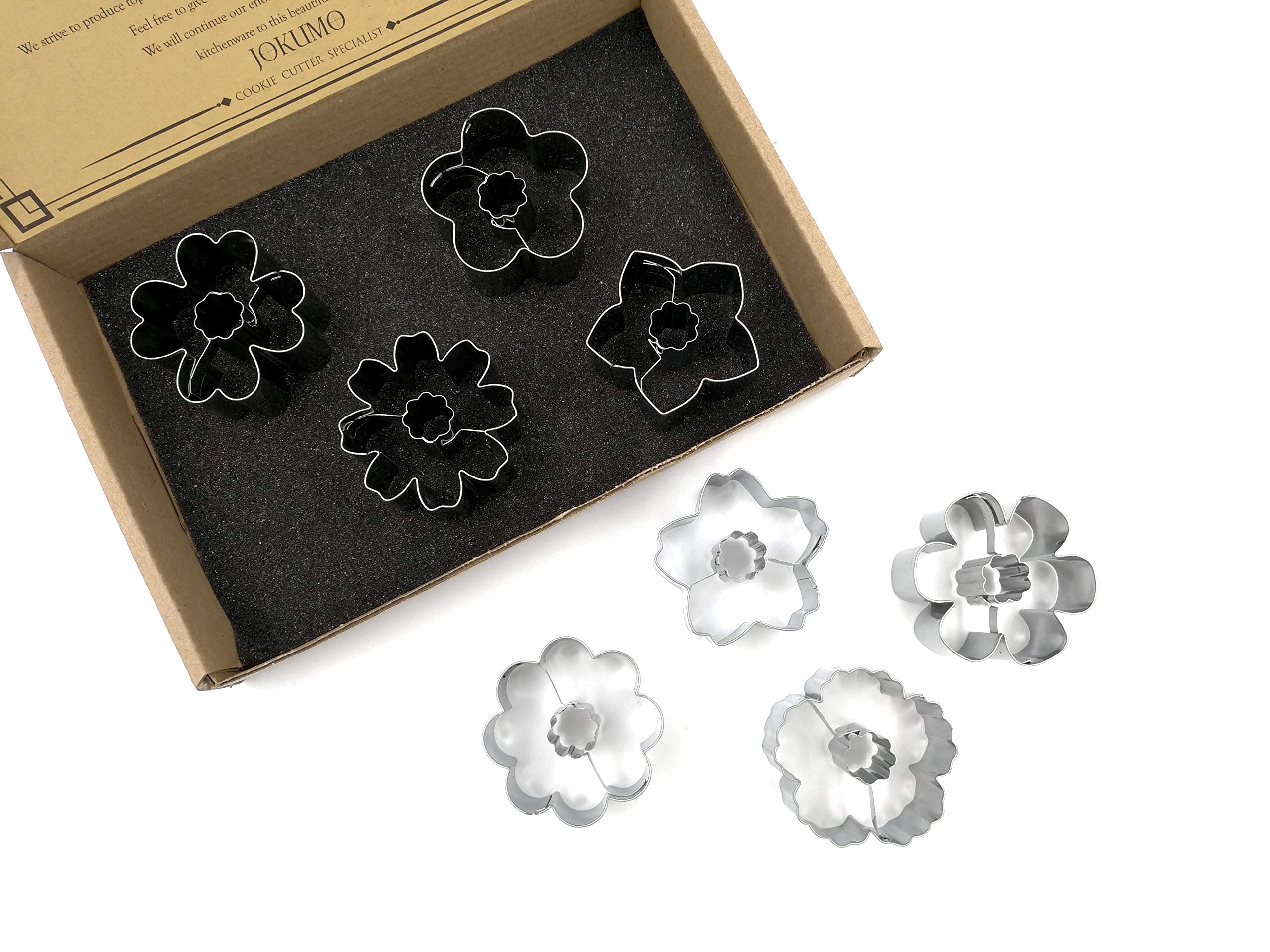 JOKUMO Flower Blossom Cookie Cutters Set – 8 PC High Grade 430 Stainless Steel – A Truly Unique Set for Flower Lovers