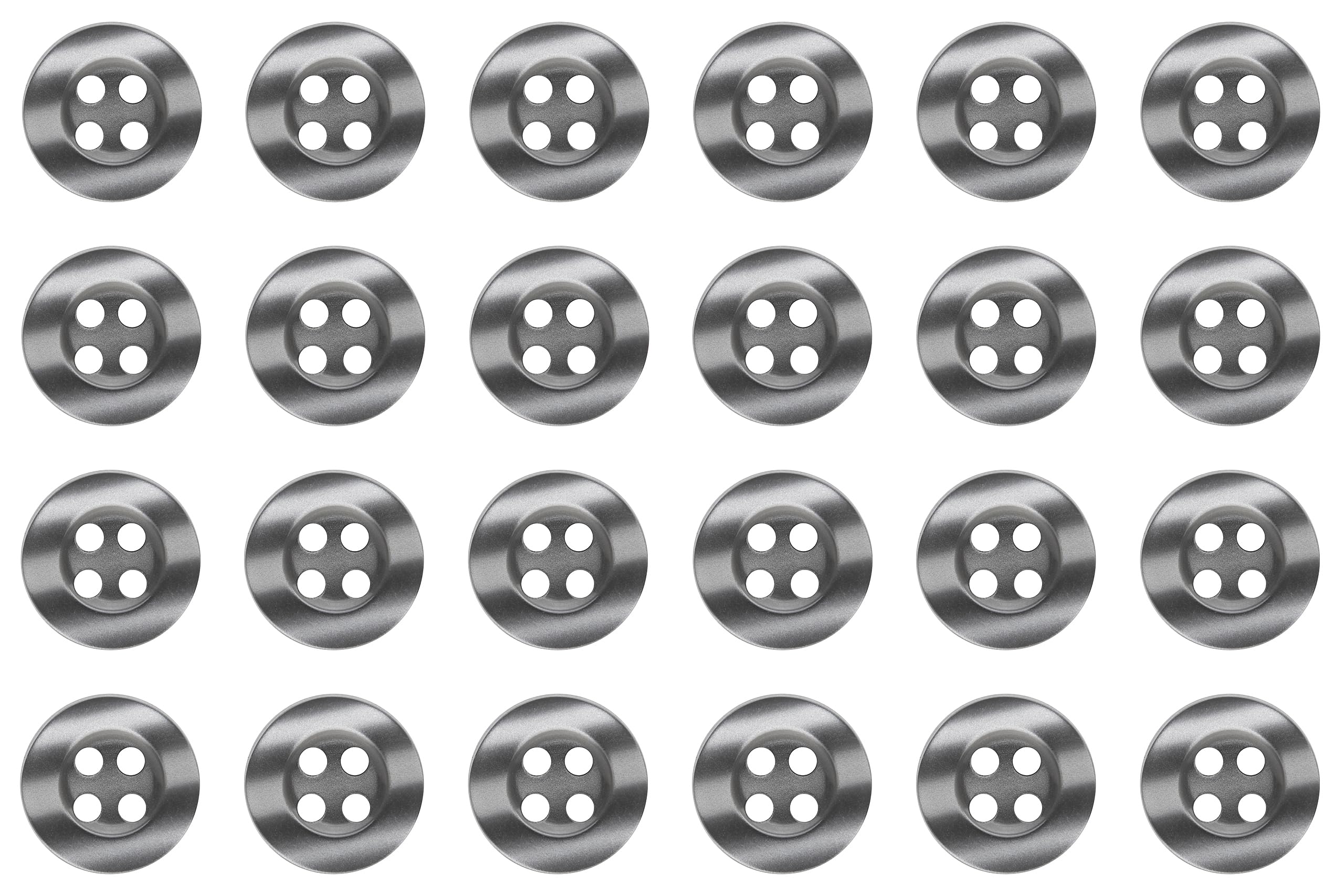 Pack of 24 Grey 11mm Round Sew On Plastic Buttons for Shirts Blouses Pearlescent Flat 4 Holes 18L
