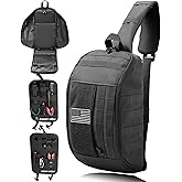 DBTAC Compact 9L Tactical Sling Bag with Removable Elastic Organizer Panel, Everyday Carry Shoulder Pack for EDC Tools, First Aid, Travel, Outdoor Sports (Black)
