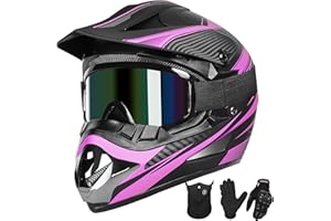 Yesmotor Youth Dirt Bike Helmet Quick Release Buckle - Dirt Bike Helmets for Kids 8-14, Youth ATV Helmet (Gloves Goggles Mask) 4Pcs Set - DOT Approved