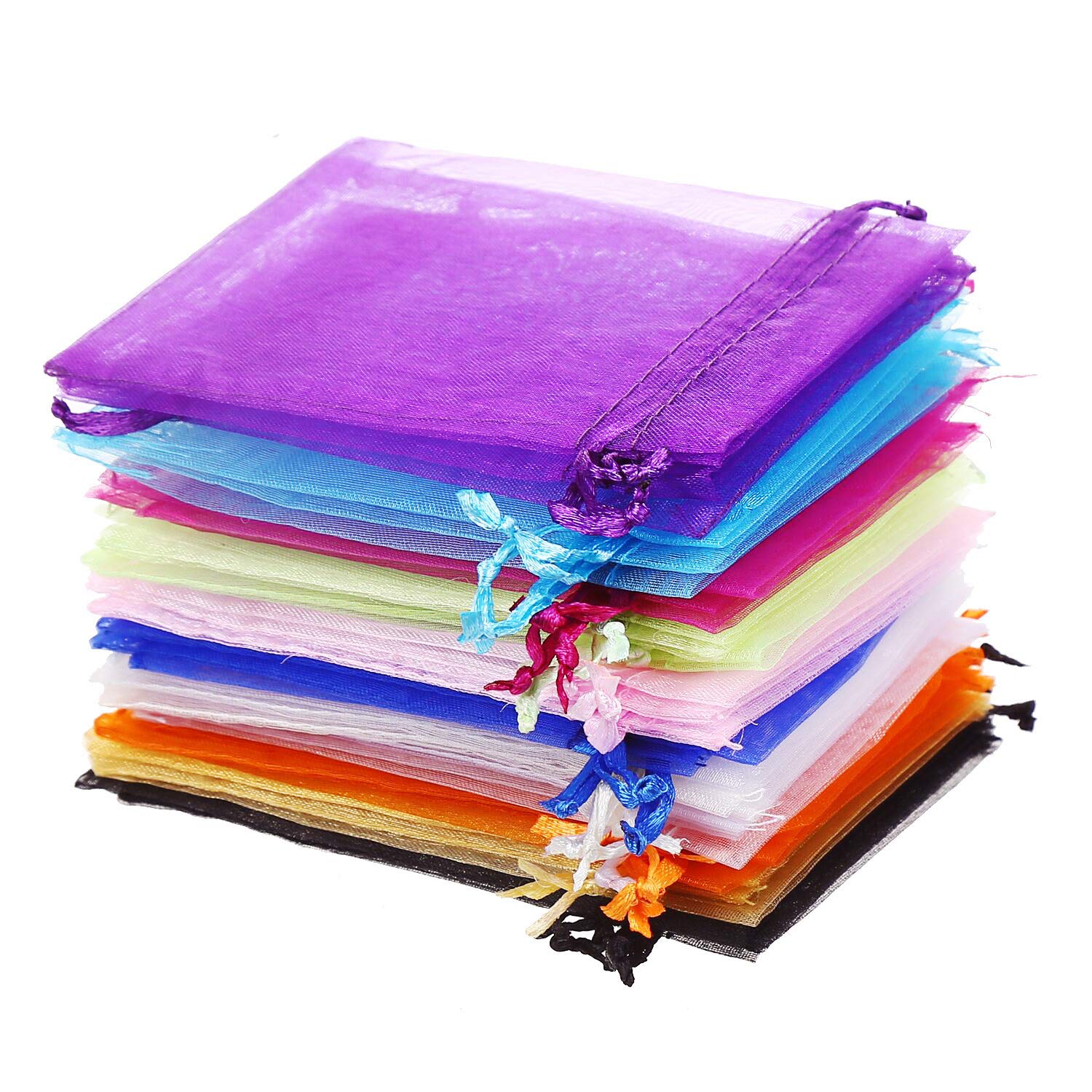 FINGOOO 60 pieces 9 by 12cm Organza Gift Bag Wedding Party Favor Bags Jewelry Drawstring Pouches Party Supplies