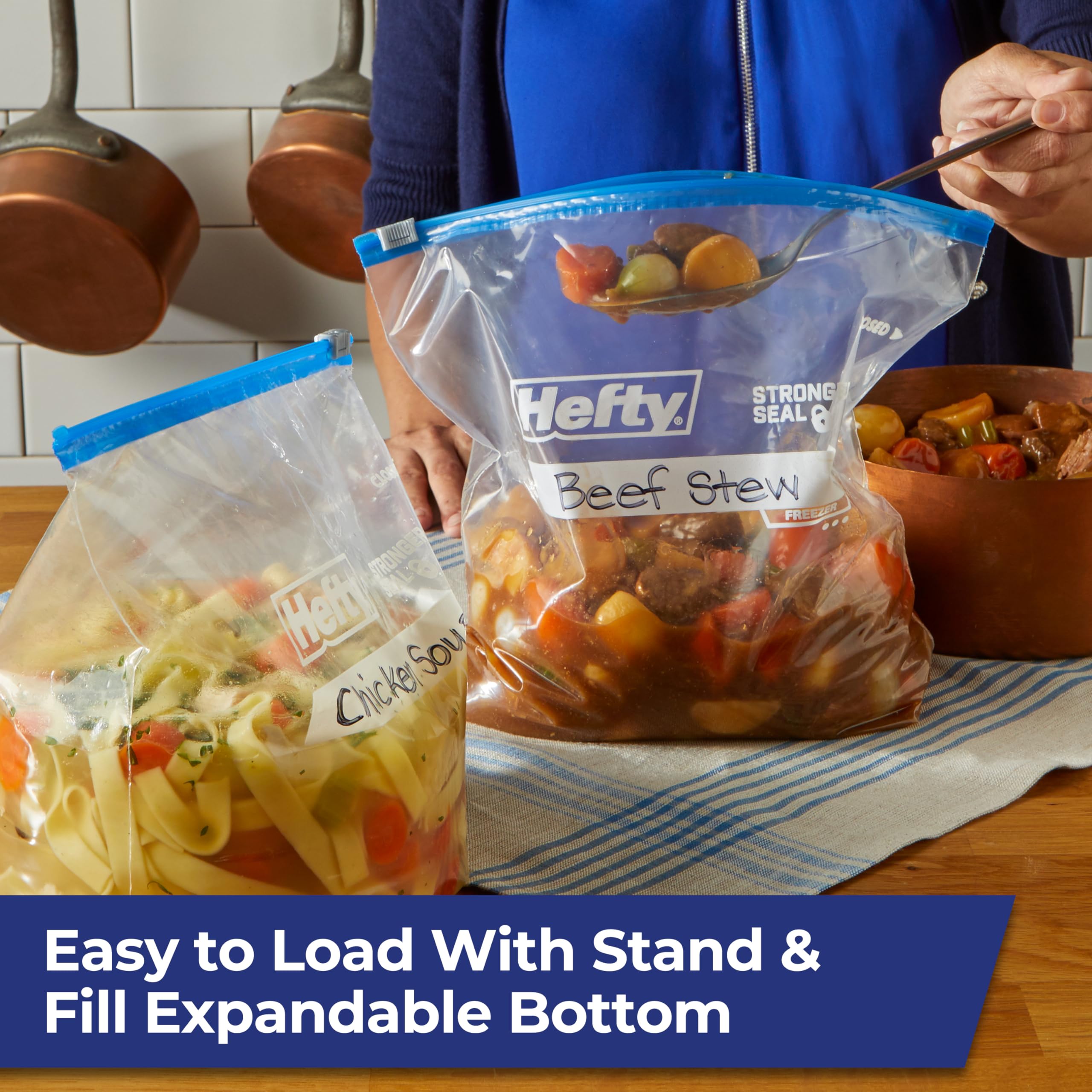 Hefty Slider Freezer Storage Bags, Gallon Size, 56 Count