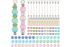 102pcs Beadable Keychains Kit Bulk for Keychain Making Set with Beadable Keychain Bar Silicone Beads Spacer Beads DIY Key Cha