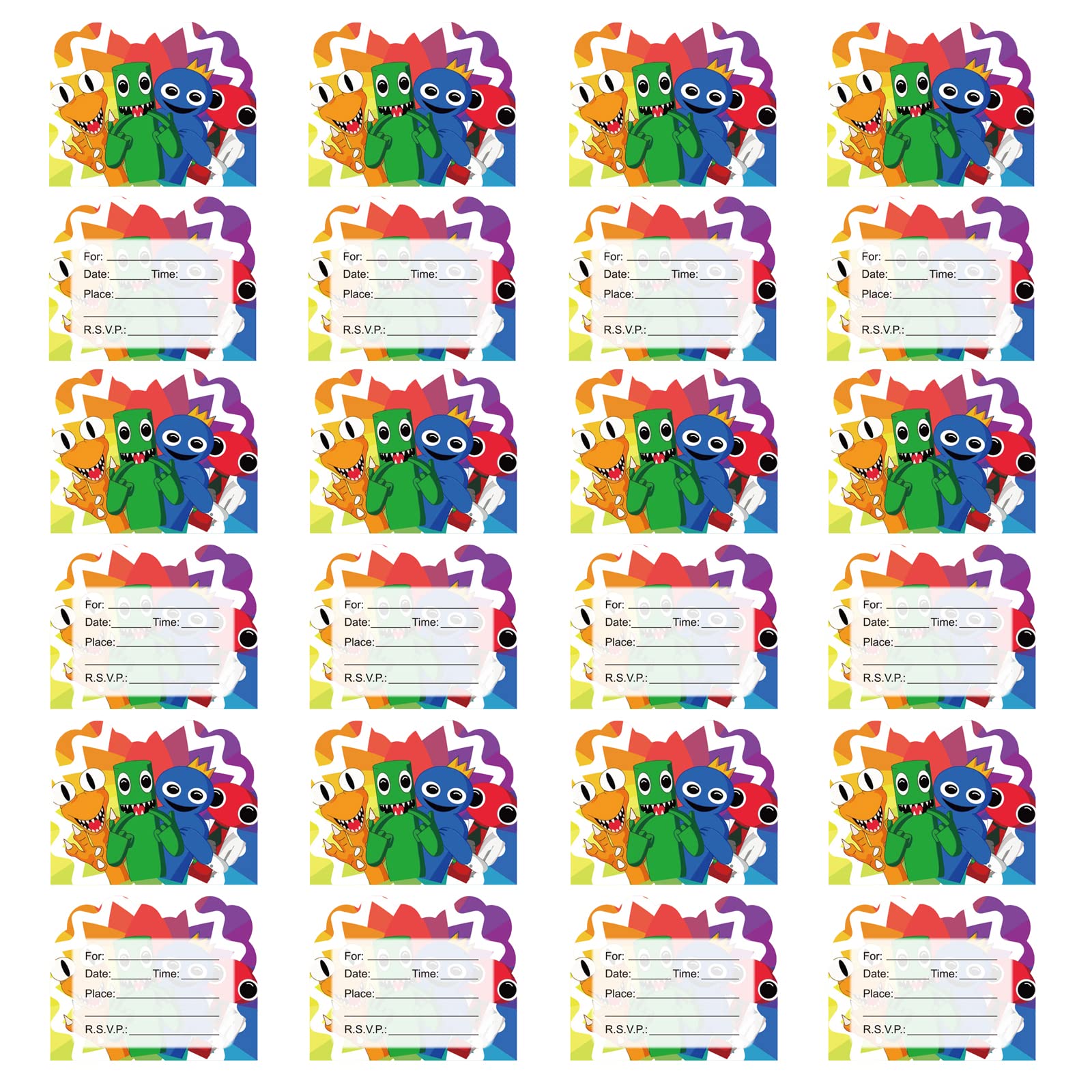 RZDQZY Rainbow Friends Roblox Invitations Cards - 10pcs Birthday Invitations