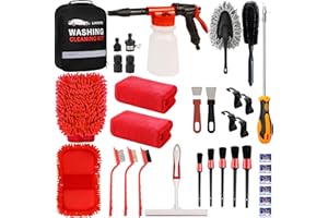 LIANXIN Car Wash Kit Car Wash Cleaning Kit with Car Wash Foam Gun Microfiber Sponge and Towels Tire Brush Built, Car Foam Gun, Car Cleaning Tool