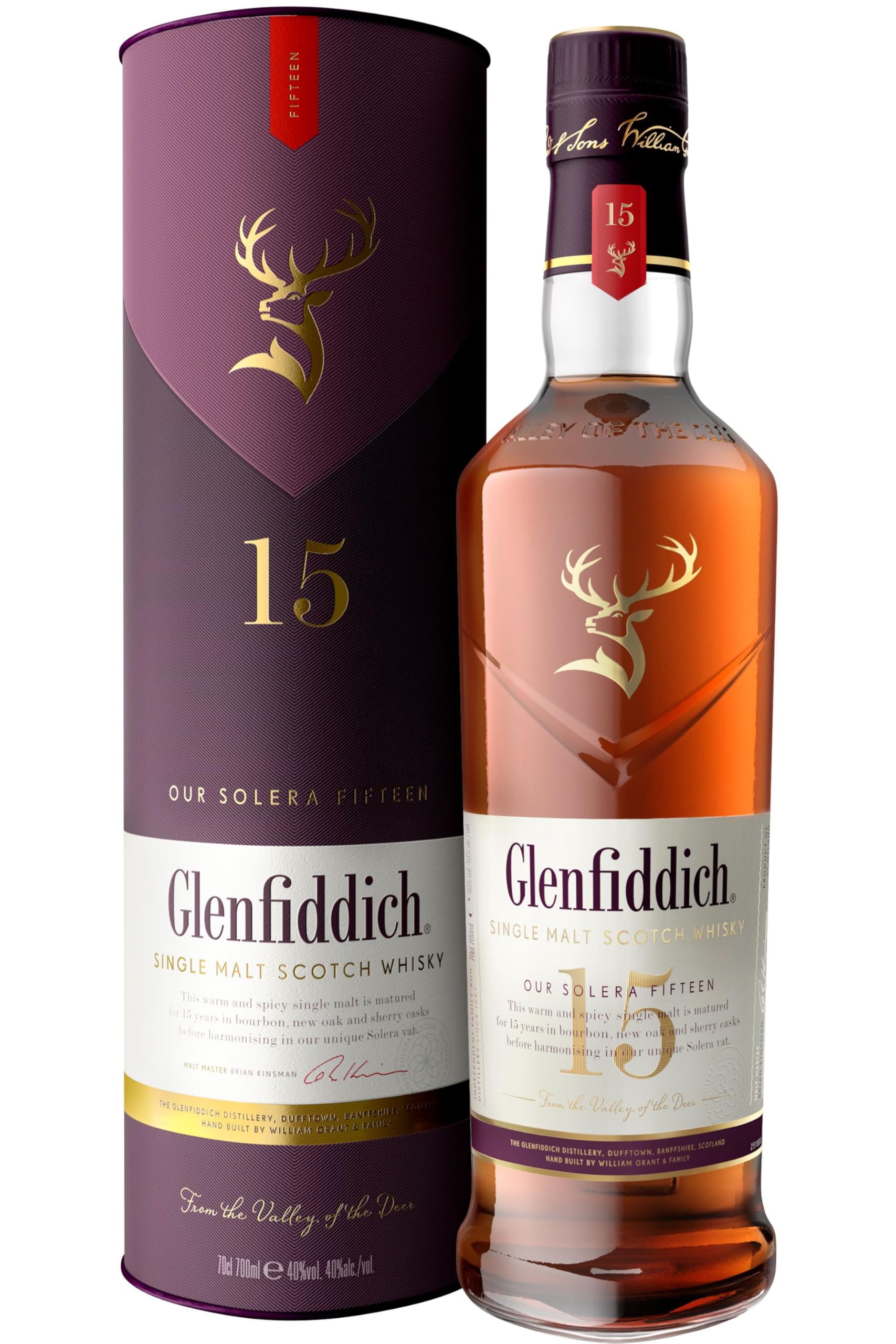 Glenfiddich 15 Jahre Single Malt Scotch Whisky Solera mit Geschenkverpackung, 70cl – ein sensationelles Whisky-Geschenk