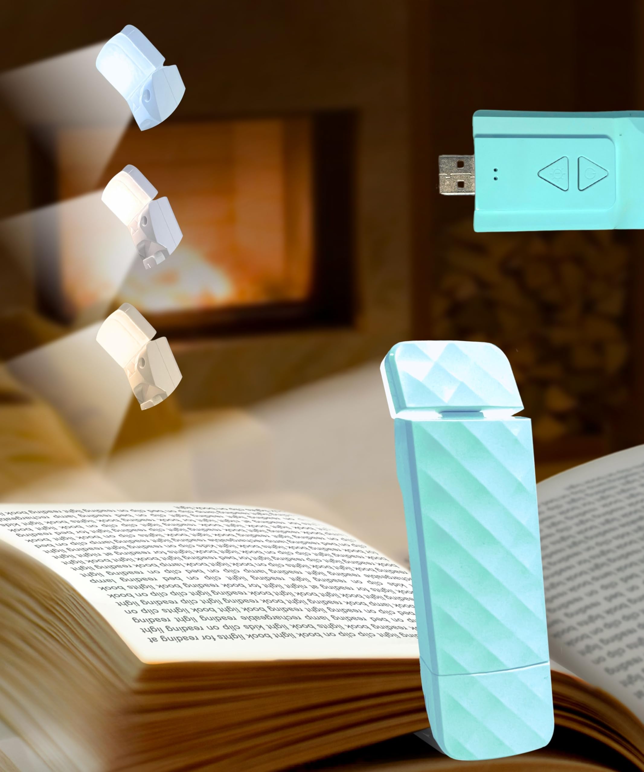 Runesol Green Book Light Clip On, 5 LED Rechargeable Reading Light, 3 Eye Protecting Modes for Reading at Night and Books in Bed, USB 80 Hours Charge Portable Clip on Lights, Book Lover Gifts