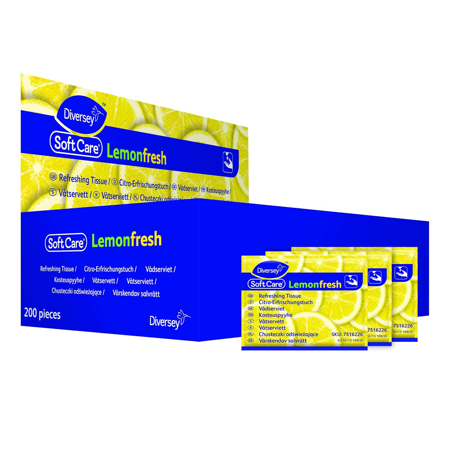 Diversey 7516226 Soft Care Lemon Fresh Hand Hygiene Wipes for Cleaning Hands - Image 3