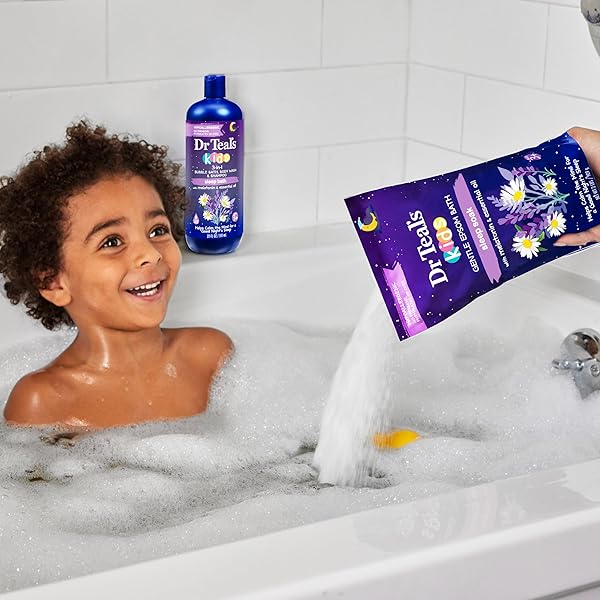 DR TEAL’S KIDS 3-IN-1 SLEEP BATH: BUBBLE BATH, BODY WASH & SHAMPOO WITH MELATONIN & ESSENTIAL OIL, 20 FL OZ (PACK OF 3)