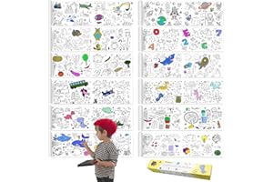Raissily 12PCS Children’s Drawing Roll, 35.4" x 11.8" Coloring Paper Rolls Graffiti Scroll DIY Filling Picture Desktop Painting Paper for Kids Gift