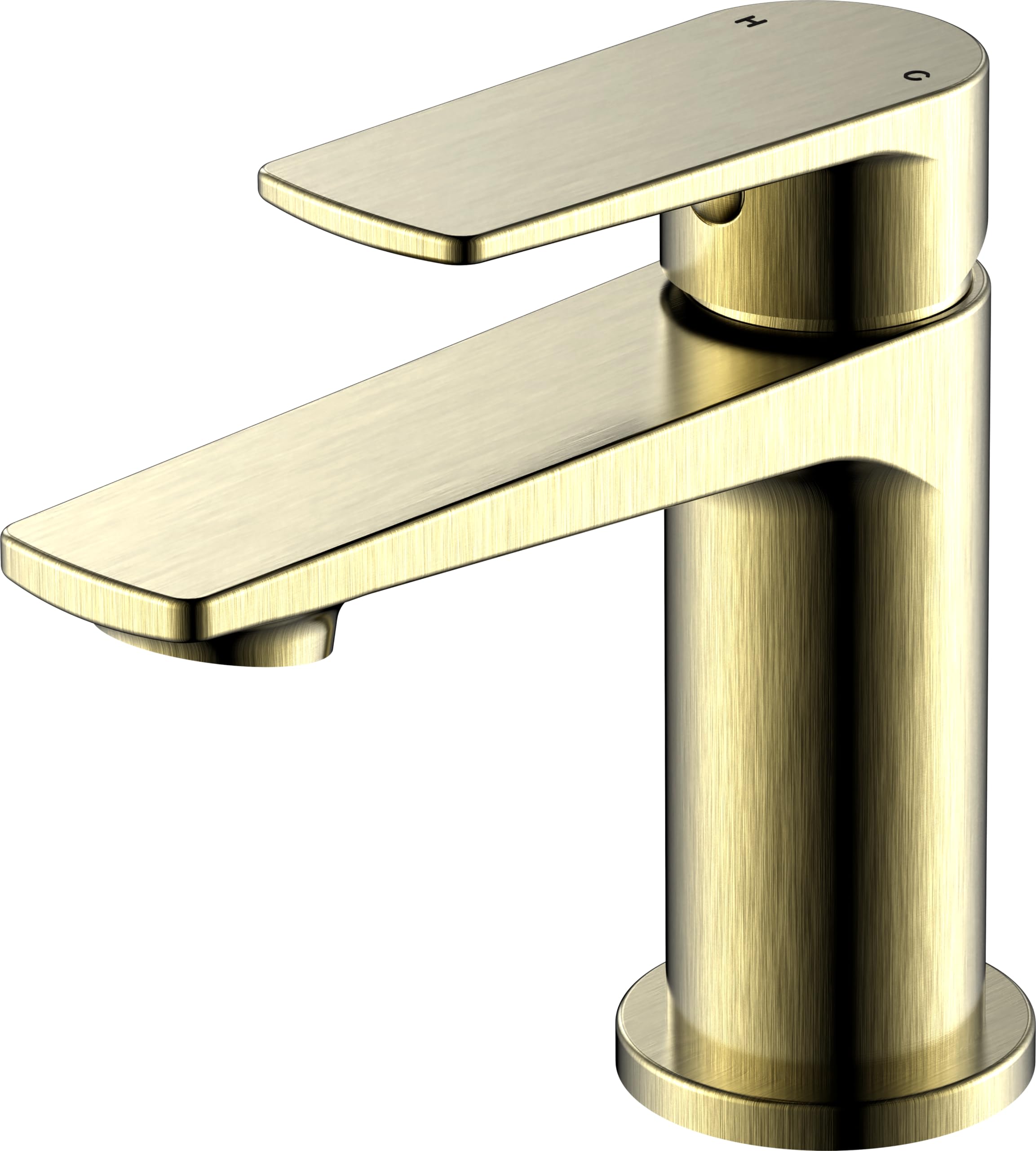 Home Range Basin Tap (40mm Cartridge) with Click Clack Waste | Brushed Gold Single Lever Bathroom Sink Mixer Tap | Brass Construction, Easy to Use | Modern Design
