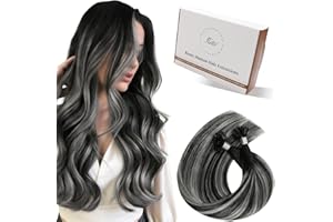 Hetto K Tip Hair Extensions Human Hair Balayage Utip Human Hair Extensions Black Ombre to Silver 14 Inch 50g 50s