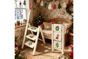 ASPERLAD 3 Step Ladder, Christmas Tree 3 Step Ladder with Single-Handrail, 3 Step Stool with Anti-Slip Pedals for Home Kitchen,Xmas Decoration Ladder for Tree and Holiday Decoration,600lbs Max Load Capacity