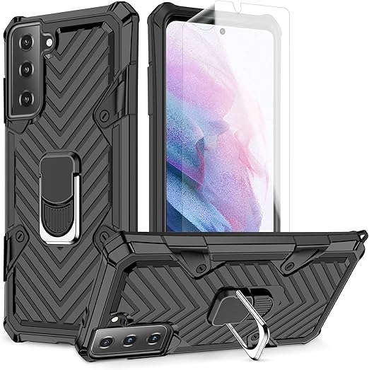 Amazon Com Mmy Compatible With Galaxy S21 Plus Case With Hd Screen Protector Military Grade Drop Tested Car Mount Metal Ring Kickstand For Samsung Galaxy S21 Plus 5g 6 7 Inch Phone Black