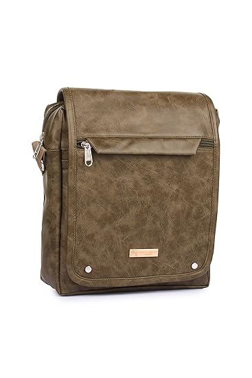 green leatherette sling bag