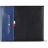 Tommy Hilfiger Mens Two-Tone Leather Slim Bifold Wallet with ID Window