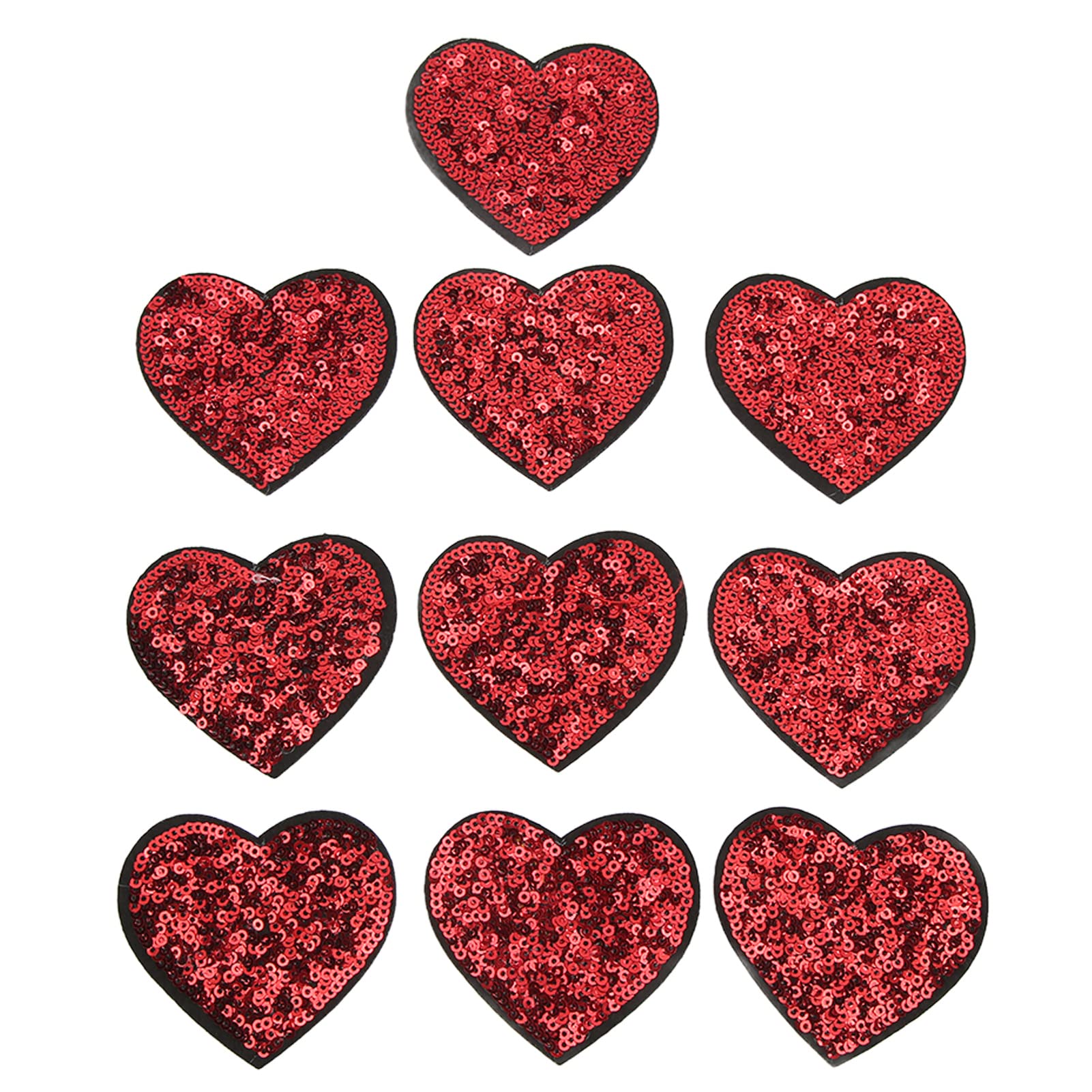 Red Heart Patch, 10 Pcs Heart Sequin Patches Sewing DIY Crafts for Clothing DIY Appliques Patches
