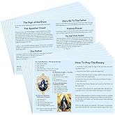 Motiskyy 50 Pcs How to Pray The Rosary Pamphlet Prayer Cards 6 x 4 Inches Rosary Pamphlet Paper Booklet Catholic for Beginners Sunday School Learning(Light Blue)