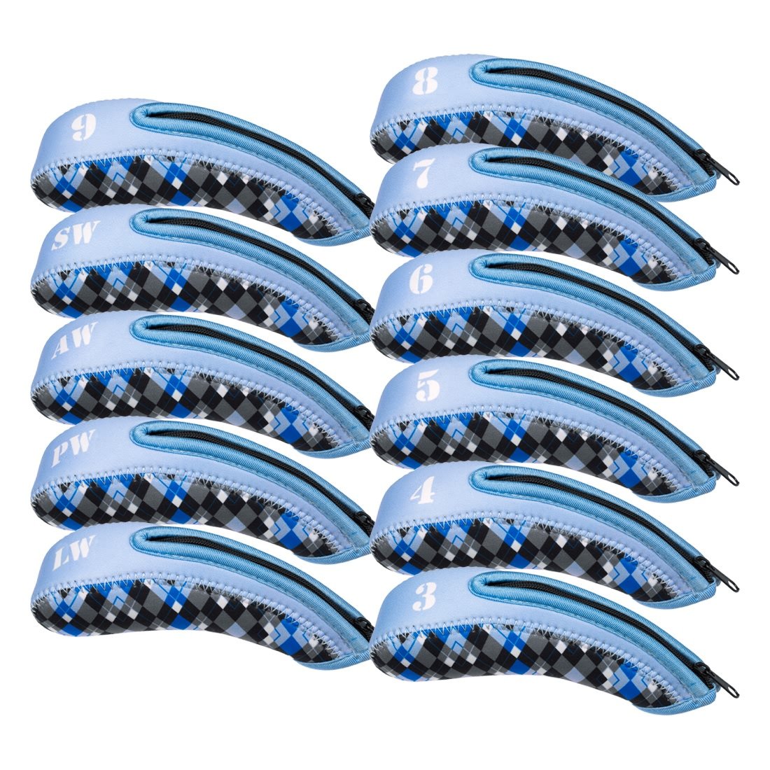 RoryTory Neoprene Zippered Golf Iron Head Covers for Men/Women