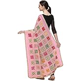 themilestocks Woman's Embroidered Chiffon Garba Dupatta Navratri Wrap Indian Bridal Wedding Phulkari Stole