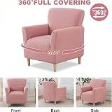 LiveGo Stretch Banquet Armchair Slipcover Pink, Non-Slip Waterproof Knit Chair view 7