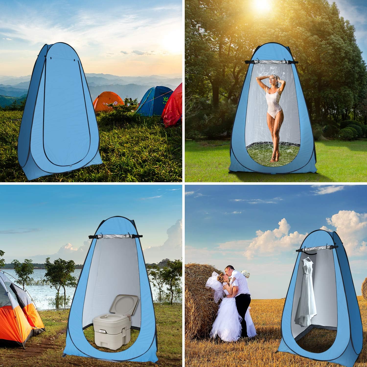 anngrowy Pop Up Privacy Tent Shower Tent Portable Outdoor Camping Bathroom Toilet Tent Changing Dressing Room Privacy Shelters Room for Hiking and Beach – UPF 40+ Waterproof with Carry Bag : Sports & Outdoors