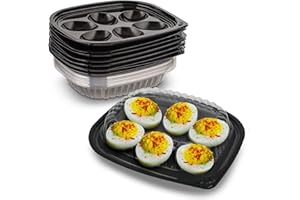 MT Products Clear Deviled Egg Containers with Lid 6.5" x 5.63" x 1.19" - Deviled Egg Platter 6 Eggs (Pack of 12) - Made in th