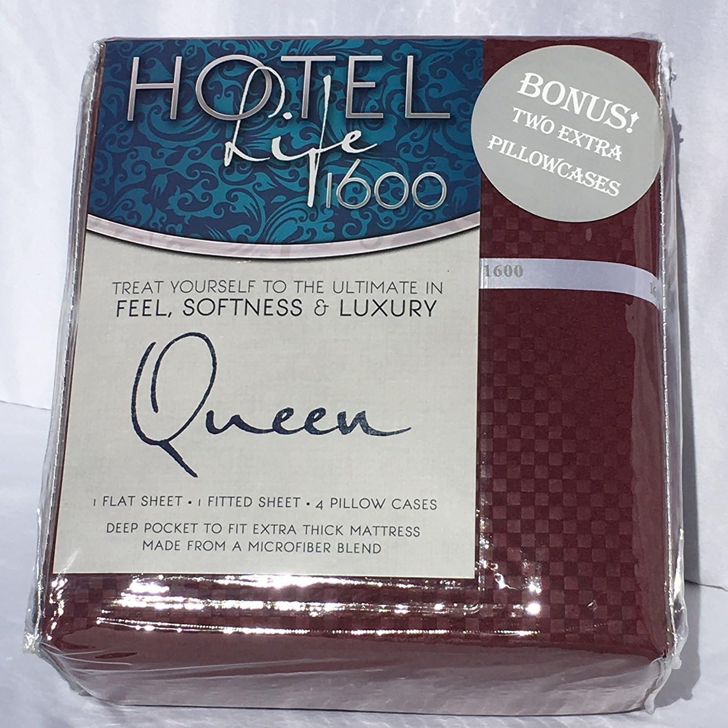 Hotel Life 1600 Sheets Queen Burgundy