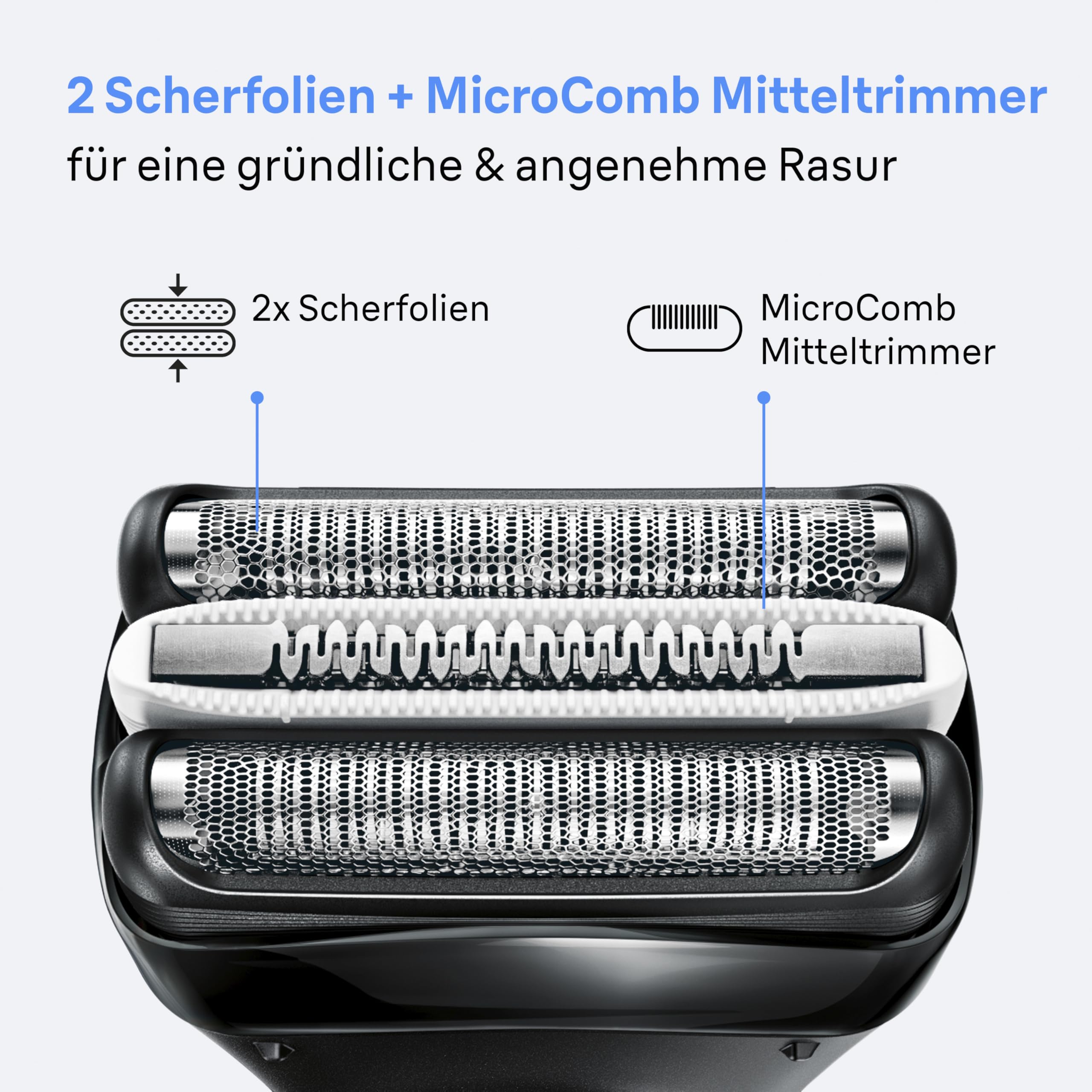 Braun Series 3+ Rasierer Herren Elektrisch, Elektrorasierer, 3 Flexible Klingen, Rasierapparat, Effizienter MicroComb Mitteltrimmer, Präzisionstrimmer, Nass- & Trockenrasierer für Männer, 3040si, Blau 3