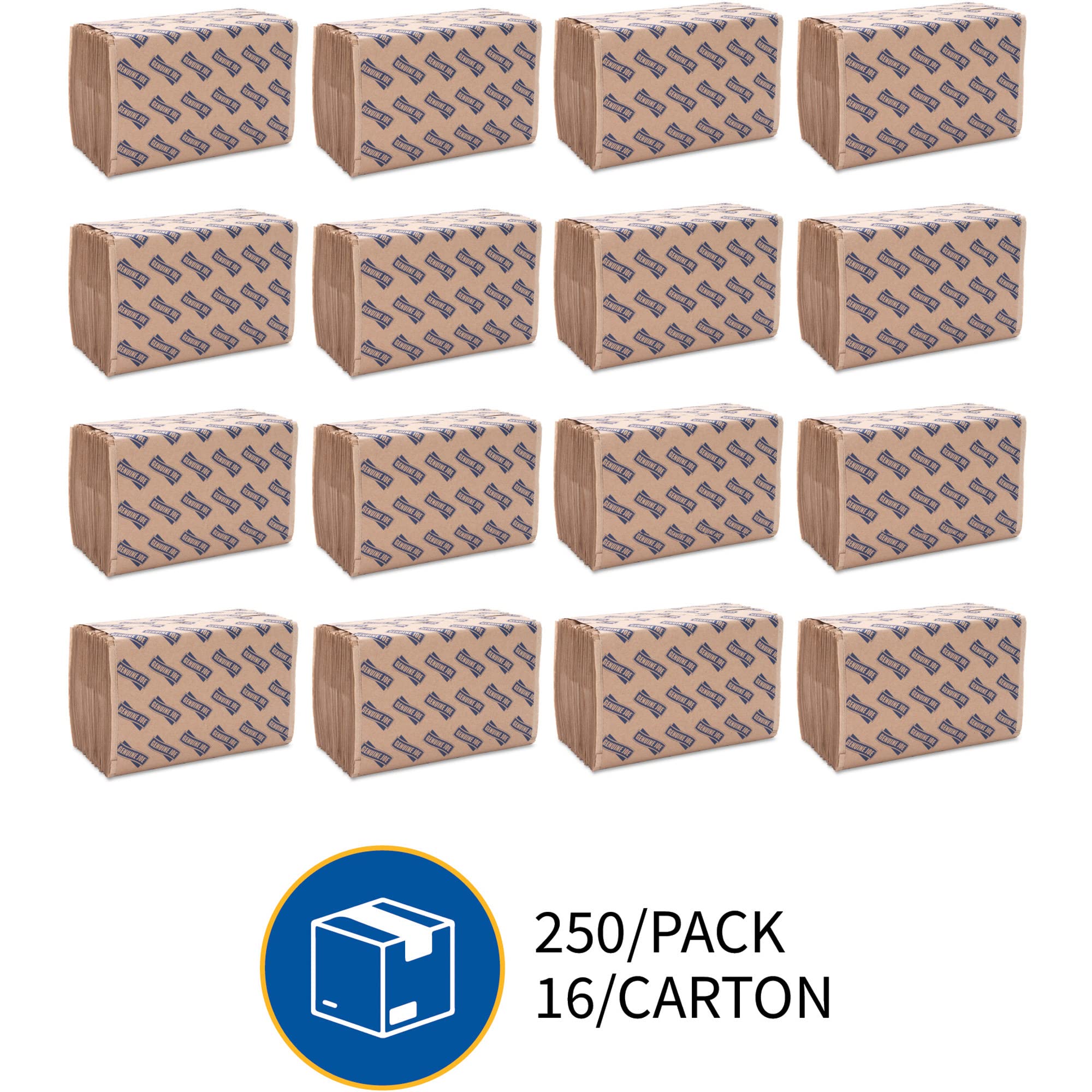 Genuine Joe GJO21040 Multifold Natural Towels (16 Packs, 250 per pack)