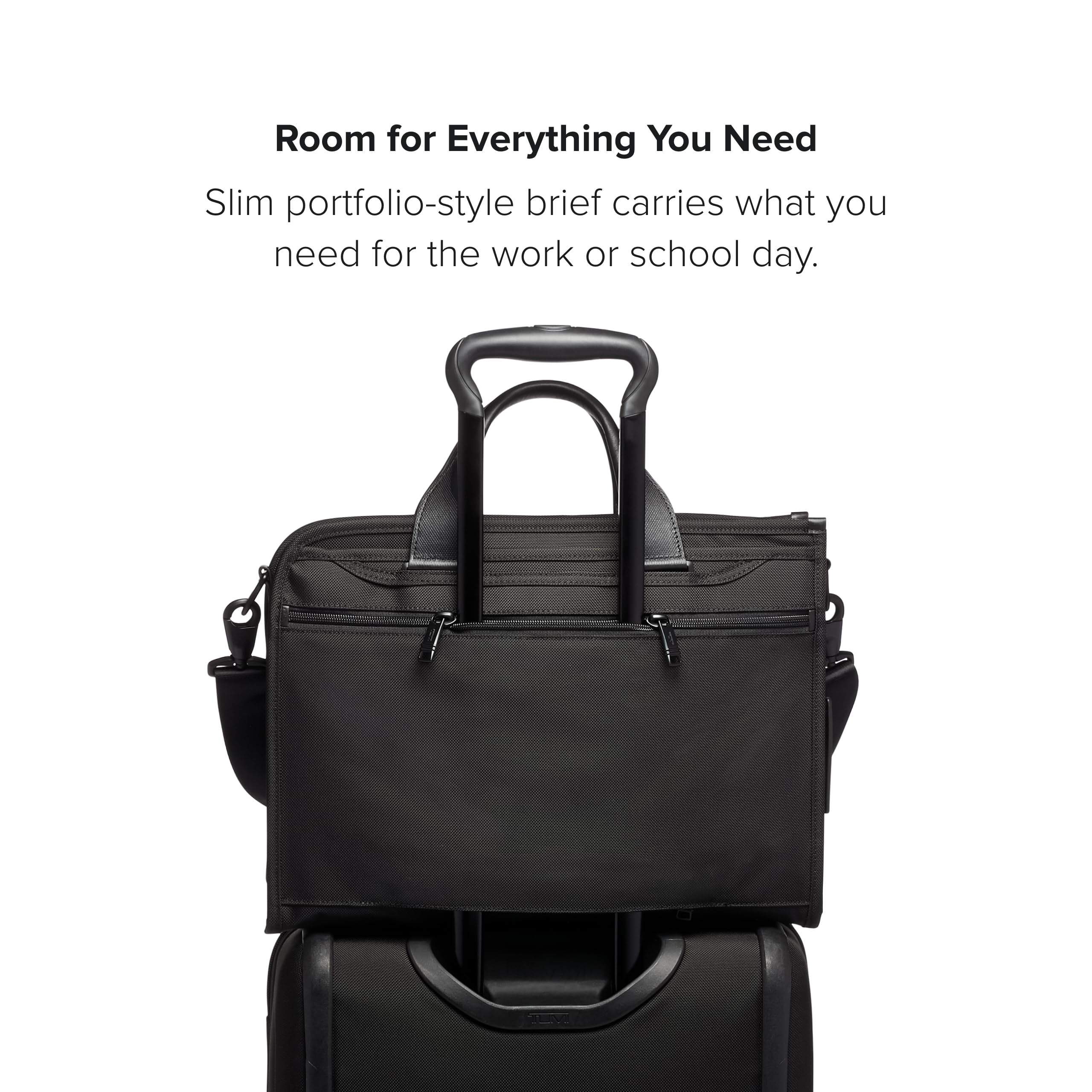 TUMI Alpha Slim Deluxe Portfolio - Men's Compact Travel & Office Briefcase - Laptop and Tablet Bag - Black
