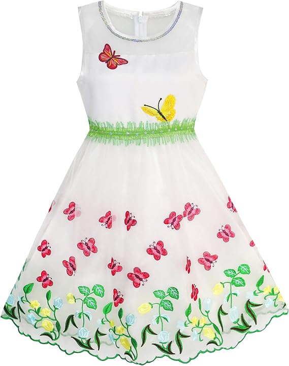 Amazon 子供ドレス 蝶 イースター 錯覚 ヨーク パーティー 125 130 140 150 160cm ワンピース チュニック 通販