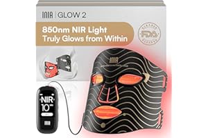 INIA Red Light Therapy Mask for Face – 4 Light Modes with 850nm NIR, Red & Blue LED Light Therapy, 2600mAh Rechargeable LED Face Mask for Radiant Glow at Home, Black