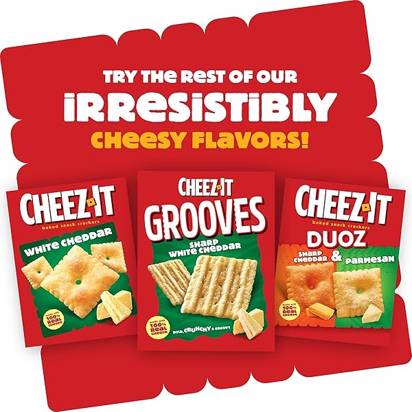 CHEEZ-IT SNAP’D CHEESE CRACKER CHIPS, THIN CRISPS, LUNCH SNACKS, DOUBLE CHEESE, 7.5OZ BAG (1 BAG)