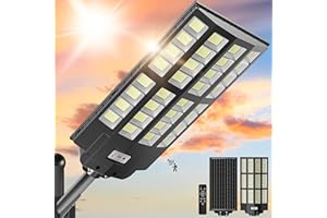 OKPRO 8000W Solar Lights Outdoor, 7000K Solar Street Light ,Commercial Solar Parking Lot Lights IP66 Waterproof Dusk to Dawn, Security Flood Lamps with Motion Sensor and Remote for Yard, Garage, Driveway