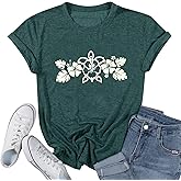 Sea Turtle T-Shirt Boho Flowers Graphic Tees for Women Hawaiian Shirts Summer Casual Wildflower Print Short Sleeve Tops