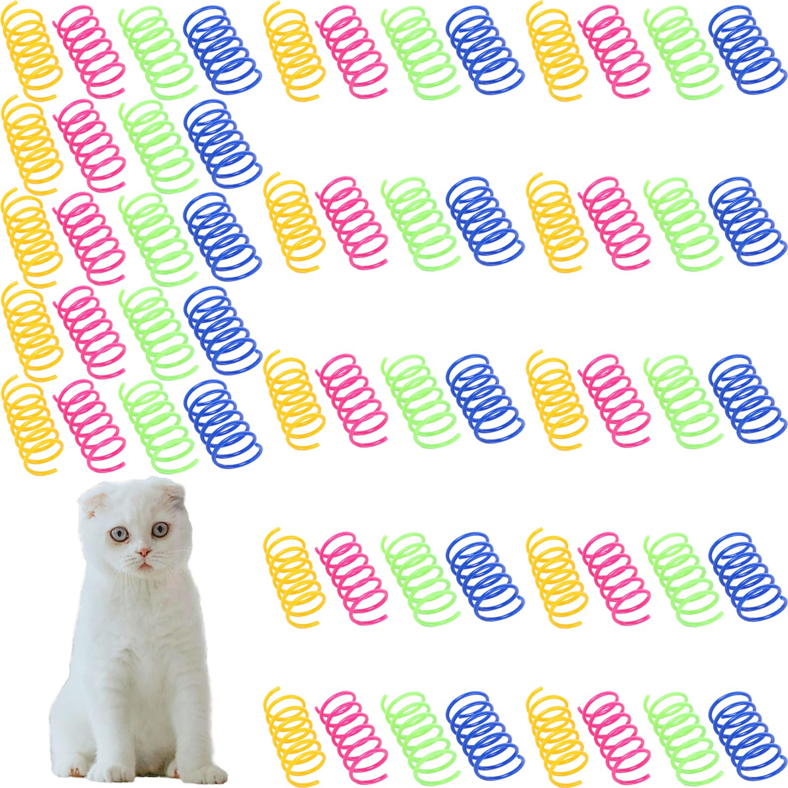 Aswewamt 60Pcs Cat Spring, Colourful Cat Springs Interactive & Creative Cat Springs for Kitten Cats