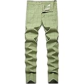 YIHUILONG Plaid Pants for Men, Stretch Mens Slim Fit Dress Pants Skinny Flat-Front Fashion Business Casual Chinos Pants