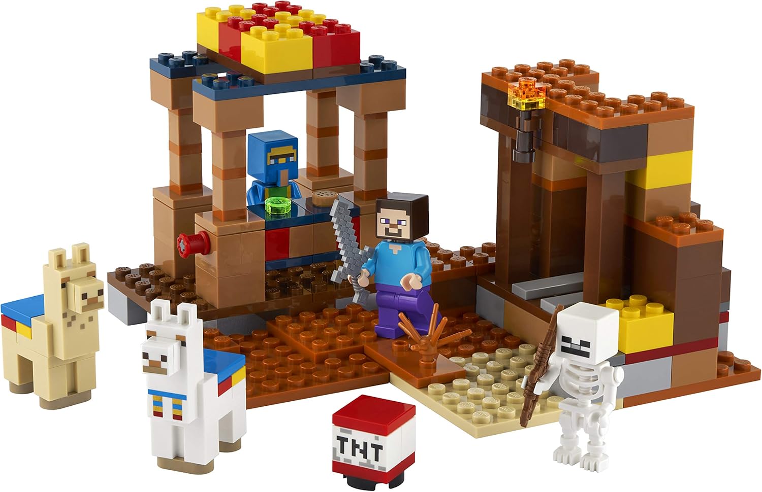 Amazon Com Exclusive Set Minecraft The Bee Farm The Abandoned Mine The Trading Post And The Skeleton Defense Bundle Toys Games