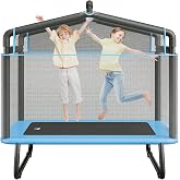 VEVOR 55/72" Trampoline Hexagon Enclosure Net Swing with Toys for Kids Yellow