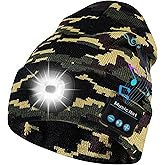Bosttor Bluetooth Beanie Hat with Light, Headlamp Cap with Headphones and Built-in Speaker Mic, Gifts for Men Women Teen