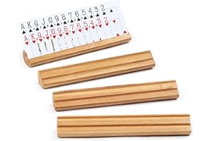 Srillollar Playing Card Holders for Adults Seniors, Set of 4 Wooden Card Holders for Playing Cards, 11.8 inch Cards Holder fo
