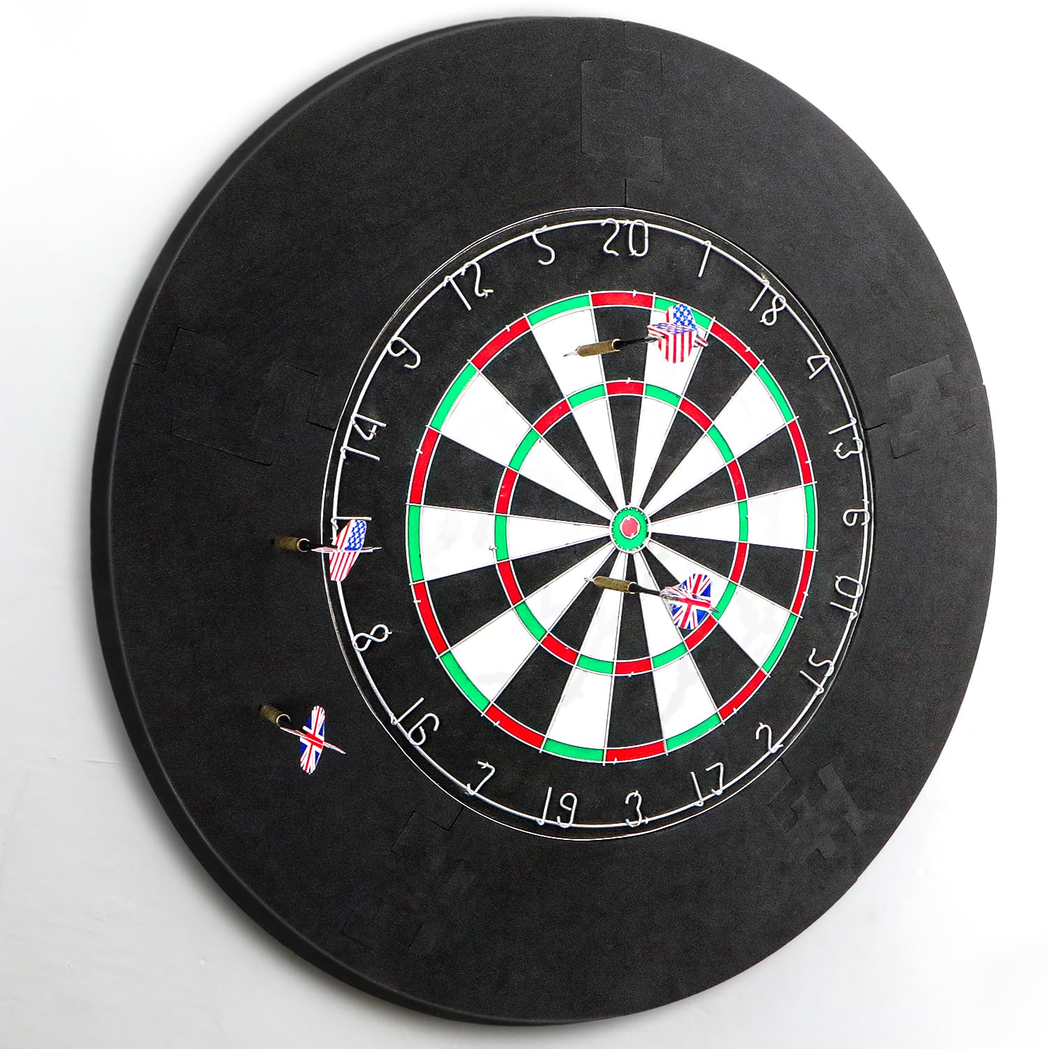 Standard 45cm Dart Board Surround Ring Snug Fit 25mm Thick EVA Catch Stray Darts Dartboard Surround Backboard Wall Protecter Save Holes Dart Tips Along with Dart Board Light Stand Darts Accessory