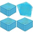 Tinideya 50 Pcs Modular Interlocking Floor Mats Drainage Tiles Pool Floor Mat 11.8'' x 11.8'', Non Slip TPE Soft for Outdoor Shower Greenhouse Bathroom Pool(Sky Blue)