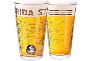 Greenline Goods Florida State University Pint Beer Glasses Set of 2 - Full Color Seminoles Logo & Campus Map – FSU Seminoles Gift Idea for College Grads & Alumni - College Glassware