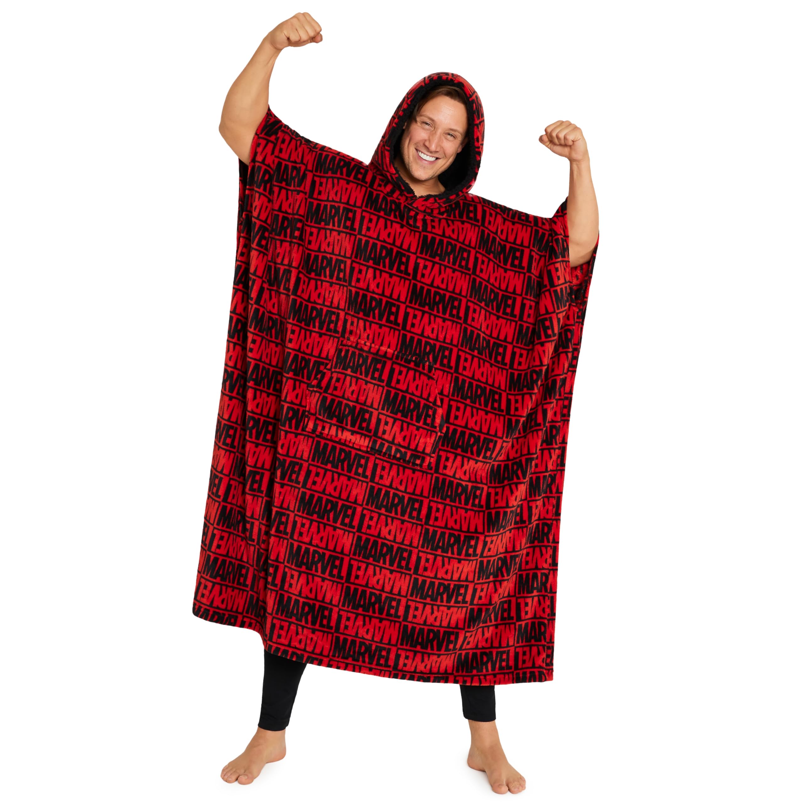 Marvel Blanket Hoodie for Men and Teenagers - Cosy Fleece Wearable Blanket One Size Sherpa Hood - Gifts for Men